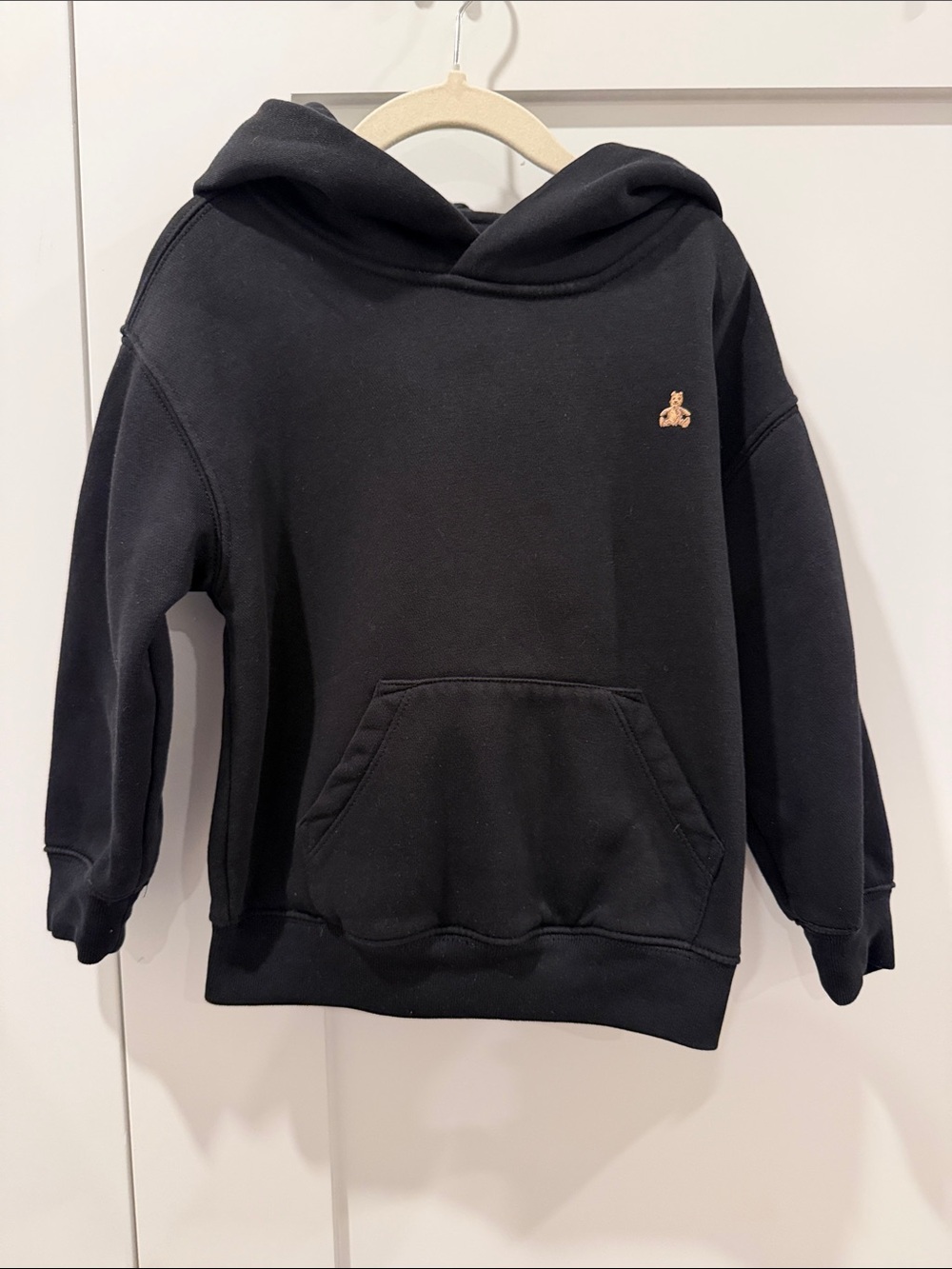 GAP Black Hoodie with Tiny Tan Bear Embroidery